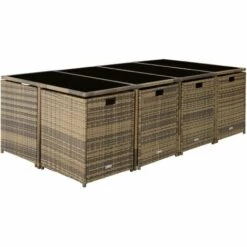 TECTAKE Salon De Jardin PALMA 12 Places Avec Housse De Protection, Variante 2 - Mobilier De Jardin, Meuble De Jardin, Ensemble Table Et Chaises De Jardin - Marron Naturel/gris Foncé 9 TECTAKE Salon De Jardin PALMA 12 Places Avec Housse De Protection, Variante 2 - Mobilier De Jardin, Meuble De Jardin, Ensemble Table Et Chaises De Jardin - Marron Naturel/gris Foncé -TECTAKE Soldes 2022 54898582 3