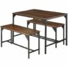 TECTAKE Ensemble De Salle à Manger BOLTON 1 Table + 2 Bancs Style Vintage - Ensemble Pour Salle à Manger, Ensemble Pour Cuisine, Ensemble De Sièges - Bois Foncé Industriel -TECTAKE Soldes 2022 54947352 1