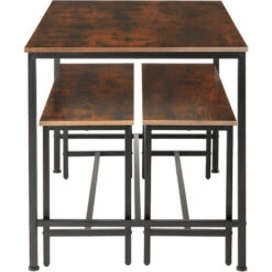 TECTAKE Ensemble De Salle à Manger BOLTON 1 Table + 2 Bancs Style Vintage - Ensemble Pour Salle à Manger, Ensemble Pour Cuisine, Ensemble De Sièges - Bois Foncé Industriel -TECTAKE Soldes 2022 54947352 4