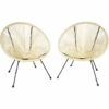 TECTAKE Lot De 2 Chaises De Jardin Santana - Lot De 2 Fauteuils De Jardin, Fauteuils Exterieur, Chaises Exterieur - Beige