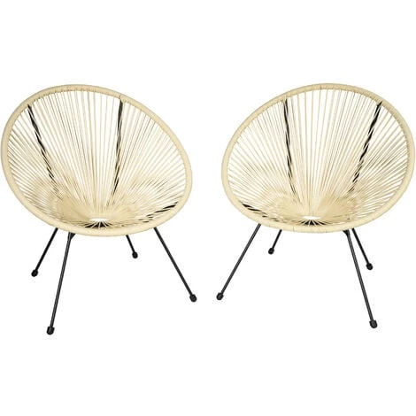 TECTAKE Lot De 2 Chaises De Jardin Santana - Lot De 2 Fauteuils De Jardin, Fauteuils Exterieur, Chaises Exterieur - Beige 3 TECTAKE Lot De 2 Chaises De Jardin Santana - Lot De 2 Fauteuils De Jardin, Fauteuils Exterieur, Chaises Exterieur - Beige