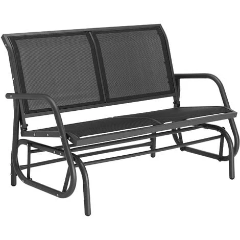 TECTAKE Banc à Bascule Greta 2 Places 121 X 72 X 86,5 Cm - Balancelle, Banc De Jardin à 2 Places, Balançoire De Jardin - Noir 3 TECTAKE Banc à Bascule Greta 2 Places 121 X 72 X 86,5 Cm - Balancelle, Banc De Jardin à 2 Places, Balançoire De Jardin - Noir