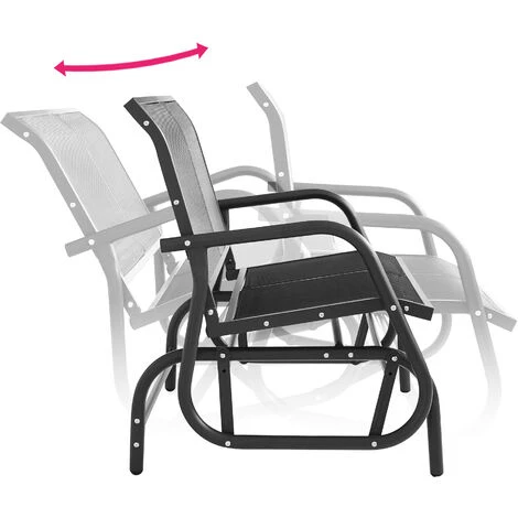 TECTAKE Banc à Bascule Greta 2 Places 121 X 72 X 86,5 Cm - Balancelle, Banc De Jardin à 2 Places, Balançoire De Jardin - Noir 5 TECTAKE Banc à Bascule Greta 2 Places 121 X 72 X 86,5 Cm - Balancelle, Banc De Jardin à 2 Places, Balançoire De Jardin - Noir – Image 3