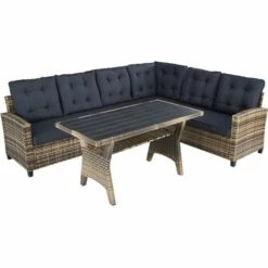 TECTAKE Groupe De Sièges En Rotin Catania - Salon En Rotin, Ensemble Lounge, Groupe Lounge - Marron Naturel