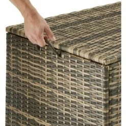 TECTAKE Coffre De Rangement Avec Cadre En Aluminium Et Roues 297l, 117x54x64cm - Coffre De Rangement Exterieur, Malle De Rangement, Caisse De Stockage De Jardin - Marron Naturel -TECTAKE Soldes 2022 60274523 4