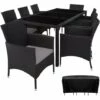 TECTAKE Salon De Jardin 8 Places Avec Housse De Protection - Mobilier De Jardin, Meuble De Jardin, Ensemble Table Et Chaises De Jardin - Noir/gris -TECTAKE Soldes 2022 62641771 1