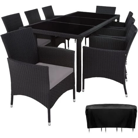 TECTAKE Salon De Jardin 8 Places Avec Housse De Protection - Mobilier De Jardin, Meuble De Jardin, Ensemble Table Et Chaises De Jardin - Noir/gris 3 TECTAKE Salon De Jardin 8 Places Avec Housse De Protection - Mobilier De Jardin, Meuble De Jardin, Ensemble Table Et Chaises De Jardin - Noir/gris