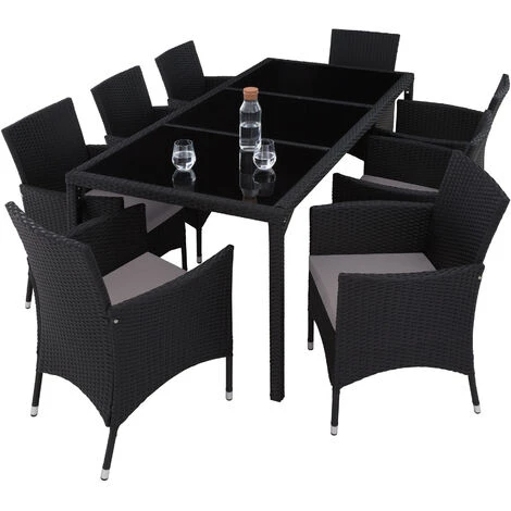 TECTAKE Salon De Jardin 8 Places Avec Housse De Protection - Mobilier De Jardin, Meuble De Jardin, Ensemble Table Et Chaises De Jardin - Noir/gris 6 TECTAKE Salon De Jardin 8 Places Avec Housse De Protection - Mobilier De Jardin, Meuble De Jardin, Ensemble Table Et Chaises De Jardin - Noir/gris – Image 4