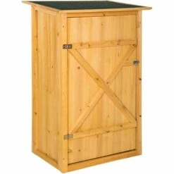 TECTAKE Armoire De Jardin Adossée Taman 75 X 56 X 118 Cm - Maison De Jardin, Cabane De Jardin, Remise De Jardin - Marron
