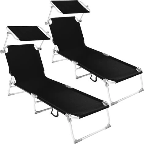 TECTAKE Transat Jardin De Bain Pliant Inclinable Avec Pare Soleil En Aluminium 190 Cm Noir X 2 - Noir 3 TECTAKE Transat Jardin De Bain Pliant Inclinable Avec Pare Soleil En Aluminium 190 Cm Noir X 2 - Noir
