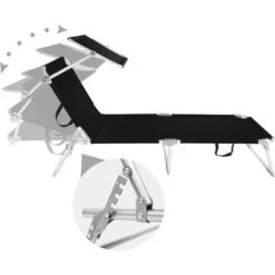 TECTAKE Transat Jardin De Bain Pliant Inclinable Avec Pare Soleil En Aluminium 190 Cm Noir X 2 - Noir 11 TECTAKE Transat Jardin De Bain Pliant Inclinable Avec Pare Soleil En Aluminium 190 Cm Noir X 2 - Noir -TECTAKE Soldes 2022 66849880 5