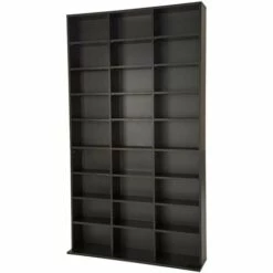 TECTAKE Meuble De Rangement CD / DVD 24 Etagères Modulables - 102 Cm X 180 Cm X 23,5 Cm - Noir - Noir