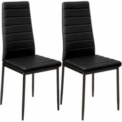 TECTAKE 2 Chaises De Salle à Manger Ou De Cuisine Design épuré Cadre En Acier Noir - Noir