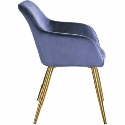 TECTAKE Chaise MARILYN Effet Velours Style Scandinave - Chaise De Salle à Manger, Chaise De Cuisine, Chaise De Salon - Bleu/or -TECTAKE Soldes 2022 66849934 5