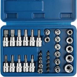 TECTAKE Coffret 34 Pièces Douilles Et Embouts Torx Femelle Et Mâle En Acier Chrome Vanadium - Bleu -TECTAKE Soldes 2022 66849990 3