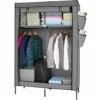 TECTAKE Armoire Penderie En Tissu 4 Compartiments 108x45x164cm - Armoire De Rangement, Garde-robe, Armoire De Chambre - Gris