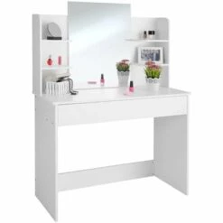 TECTAKE Coiffeuse CAMILLE Avec Miroir Et Rangements - Blanc 9 TECTAKE Coiffeuse CAMILLE Avec Miroir Et Rangements - Blanc -TECTAKE Soldes 2022 66850128 3