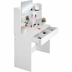 TECTAKE Coiffeuse CAMILLE Avec Miroir Et Rangements - Blanc 10 TECTAKE Coiffeuse CAMILLE Avec Miroir Et Rangements - Blanc -TECTAKE Soldes 2022 66850128 4