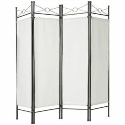 TECTAKE Paravent, Séparation De Pièces, Cloison Amovible, 4 Panneaux Pans Pliables Toile Polyester 180 Cm X 160 Cm X 2,5 Cm Blanc X2 - Blanc -TECTAKE Soldes 2022 66850868 4