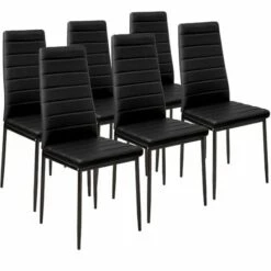 TECTAKE 6 Chaises De Salle à Manger Ou De Cuisine Design épuré Cadre En Acier Noir - Noir