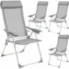 TECTAKE 4 Chaises De Jardin En Aluminium Pliantes 73 Cm X 59 Cm X 110 Cm Gris - Gris -TECTAKE Soldes 2022 66850905 1