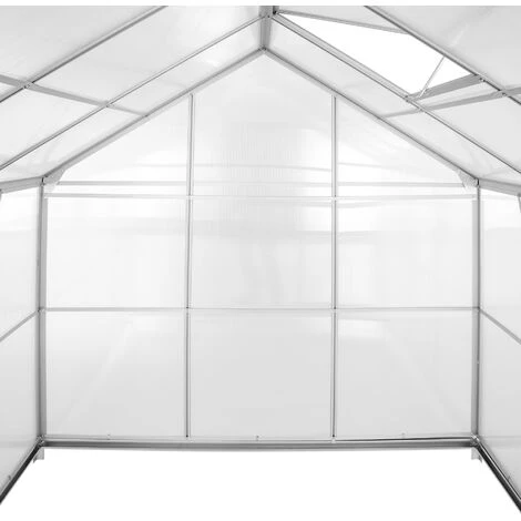 TECTAKE Serre De Jardin Polycarbonate 3,7 M² + 1 Lucarne - Blanc Transparent 5 TECTAKE Serre De Jardin Polycarbonate 3,7 M² + 1 Lucarne - Blanc Transparent – Image 3