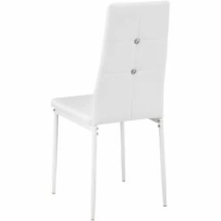 TECTAKE 6 Chaises De Salle à Manger Design Cadre En Acier Dossier à Strass Blanc - Blanc -TECTAKE Soldes 2022 66850945 3