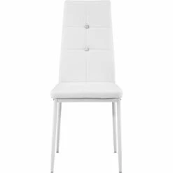 TECTAKE 6 Chaises De Salle à Manger Design Cadre En Acier Dossier à Strass Blanc - Blanc -TECTAKE Soldes 2022 66850945 4
