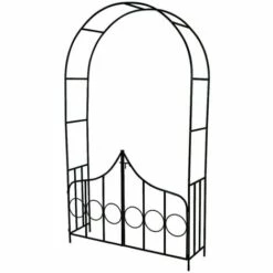 TECTAKE Arche De Jardin Pour Plantes Grimpantes Et Rosiers 240 Cm - 2 Portes - En Acier Vert Foncé - Vert