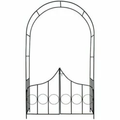 TECTAKE Arche De Jardin Pour Plantes Grimpantes Et Rosiers 240 Cm - 2 Portes - En Acier Vert Foncé - Vert -TECTAKE Soldes 2022 66850985 4