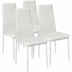 TECTAKE 4 Chaises De Salle à Manger Ou De Cuisine Design épuré Cadre En Acier Blanc