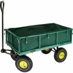 TECTAKE Chariot De Jardin + Bâche Charge Maximum 350 Kg Vert - Vert