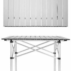 TECTAKE Table Pliante De Camping 70 Cm X 70 Cm X 70 Cm En Aluminium + Sac De Transport - Gris -TECTAKE Soldes 2022 66851065 3