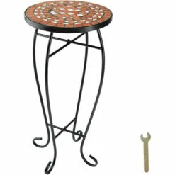 TECTAKE Table De Jardin, D'Appoint, De Balcon, De Bistrot, Table De Terrasse En Mosaïque 30 Cm X 30 Cm X 61,5 Cm Marron - Marron Terracotta