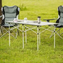 TECTAKE Table Pliante De Camping 4 à 6 Places 140 Cm X 70 Cm X 70 Cm En Aluminium + Sac De Transport - Gris -TECTAKE Soldes 2022 66851165 3