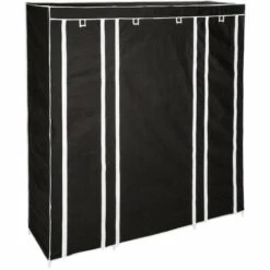 TECTAKE Armoire Penderie ? 12 Compartiments En Tissu 150 Cm X 175 Cm X 45 Cm Noir - Noir