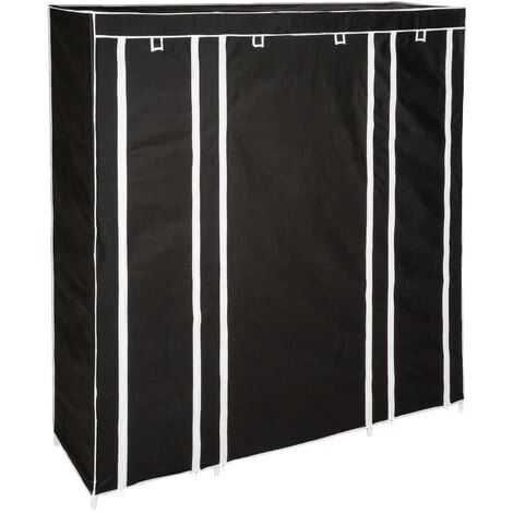 TECTAKE Armoire Penderie ? 12 Compartiments En Tissu 150 Cm X 175 Cm X 45 Cm Noir - Noir 3 TECTAKE Armoire Penderie ? 12 Compartiments En Tissu 150 Cm X 175 Cm X 45 Cm Noir - Noir