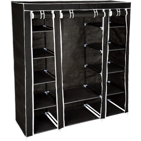 TECTAKE Armoire Penderie ? 12 Compartiments En Tissu 150 Cm X 175 Cm X 45 Cm Noir - Noir 5 TECTAKE Armoire Penderie ? 12 Compartiments En Tissu 150 Cm X 175 Cm X 45 Cm Noir - Noir – Image 3