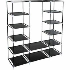 TECTAKE Armoire Penderie ? 12 Compartiments En Tissu 150 Cm X 175 Cm X 45 Cm Noir - Noir 10 TECTAKE Armoire Penderie ? 12 Compartiments En Tissu 150 Cm X 175 Cm X 45 Cm Noir - Noir -TECTAKE Soldes 2022 66851182 4