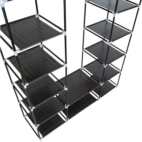 TECTAKE Armoire Penderie ? 12 Compartiments En Tissu 150 Cm X 175 Cm X 45 Cm Noir - Noir 7 TECTAKE Armoire Penderie ? 12 Compartiments En Tissu 150 Cm X 175 Cm X 45 Cm Noir - Noir – Image 5