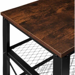 TECTAKE Étagère à Chaussures BLACKPOOL 101x30,5x45,5cm - Étagère à Chaussures Avec étagères Grillagées, Rangement Pour Chaussures, Banc Pour Chaussures - Bois Foncé Industriel -TECTAKE Soldes 2022 66851233 4