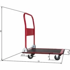TECTAKE Chariot De Transport à Plateau Pliable En Acier 73 Cm X 47 Cm X 83 Cm Charge 150 Kg Rouge - Rouge -TECTAKE Soldes 2022 66851236 5