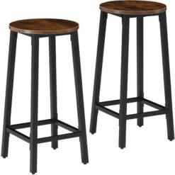 TECTAKE 2 Tabourets De Bar Corby - Ensemble De 2 Tabourets De Bar, Tabouret De Bistro, Chaises De Cuisine - Bois Foncé Industriel