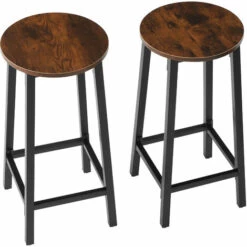 TECTAKE 2 Tabourets De Bar Corby - Ensemble De 2 Tabourets De Bar, Tabouret De Bistro, Chaises De Cuisine - Bois Foncé Industriel -TECTAKE Soldes 2022 66851246 3