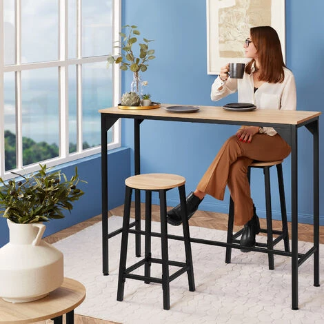 TECTAKE Table De Salle à Manger Industrielle Kerry 120x40x100,5cm - Table Haute, Table De Bar, Console - Bois Foncé Industriel 4 TECTAKE Table De Salle à Manger Industrielle Kerry 120x40x100,5cm - Table Haute, Table De Bar, Console - Bois Foncé Industriel – Image 2