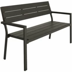 TECTAKE Banc De Jardin Line 2 Places En Aluminium 128 X 59 X 88cm - Meuble De Jardin, Banc De Jardin Extérieur, Banc Extérieur - Gris Foncé