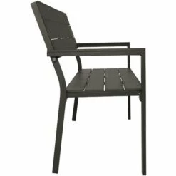 TECTAKE Banc De Jardin Line 2 Places En Aluminium 128 X 59 X 88cm - Meuble De Jardin, Banc De Jardin Extérieur, Banc Extérieur - Gris Foncé -TECTAKE Soldes 2022 66851389 4
