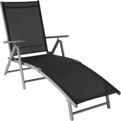 TECTAKE Bain De Soleil De Jardin D'Extèrieur Pliant Inclinable Sur 7 Positions En Aluminium Et Textilène Gris Foncé - Gris Foncé