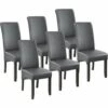 TECTAKE Lot De 6 Chaises Aspect Cuir - Lot De 6 Chaises Salle A Manger, Chaises De Cuisine, Chaises De Salon - Gris -TECTAKE Soldes 2022 66851511 1