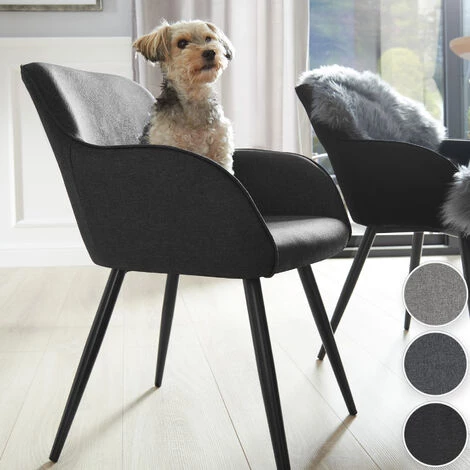 TECTAKE Chaise Marilyn Aspect Lin Noir - Noir 4 TECTAKE Chaise Marilyn Aspect Lin Noir - Noir – Image 2